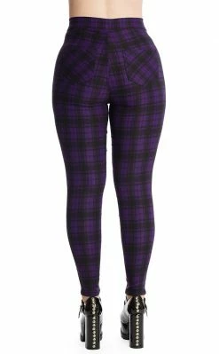 Banned Apparel Clothing Damien Tartan Jeans | Purple