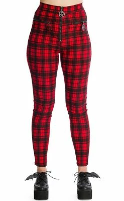 Banned Apparel Damien Tartan Jeans | Red