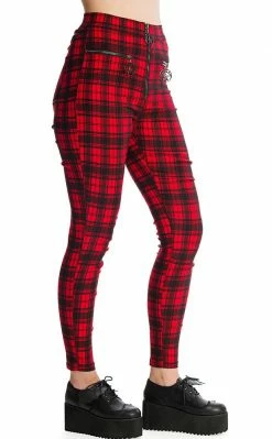 Banned Apparel Damien Tartan Jeans | Red