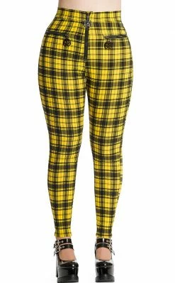 Banned Apparel Damien Tartan Jeans | Yellow Clothing