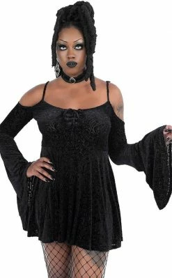 Killstar Dark Drifter Velvet Dress Clothing