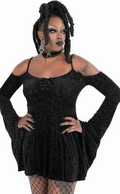Killstar Dark Drifter Velvet Dress Clothing