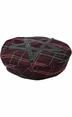 Killstar Dark Fate Beret | Blood Tartan Accessories