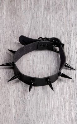 Cold Black Heart Dark Malevolence Spiked Choker In Black