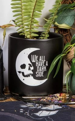 Death By Plants Home & Gifts Dark Side Plant Pot | White On Black