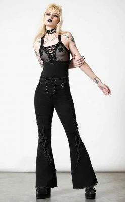 Killstar Clothing Dasia Lace-Up Bell Bottoms