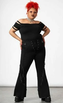 Killstar Clothing Dasia Lace-Up Bell Bottoms