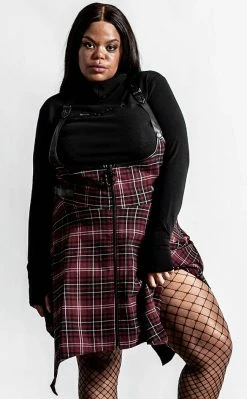 Killstar Dazed & Confused Suspender Skirt | Blood Tartan