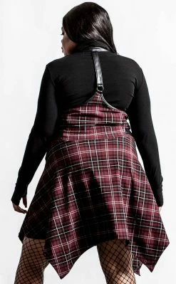Killstar Dazed & Confused Suspender Skirt | Blood Tartan