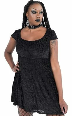 Killstar Dead Head Velvet Skater Dress Clothing