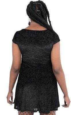Killstar Dead Head Velvet Skater Dress Clothing