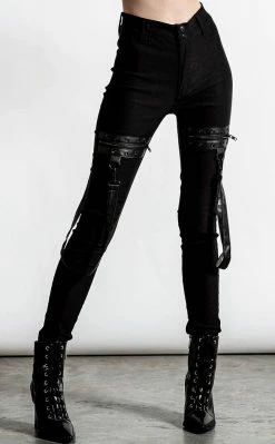 Killstar Clothing Dead Resistance Skinny Trousers | Black
