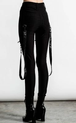 Killstar Clothing Dead Resistance Skinny Trousers | Black