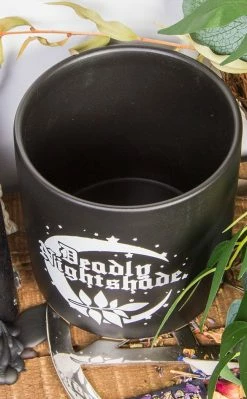 Death By Plants Home & Gifts Deadly Nightshade Plant Pot | White On Black