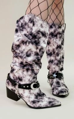 Y.R.U Death Proof Black Tie Dye Boots