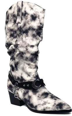 Y.R.U Death Proof Black Tie Dye Boots