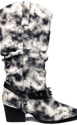 Y.R.U Death Proof Black Tie Dye Boots