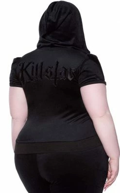 Killstar Dee-Lux Velvet Hoodie | Black