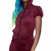 Killstar Clothing Dee-Lux Velvet Hoodie | Burgundy