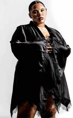 Killstar Devil's Lullaby Satin Robe Clothing