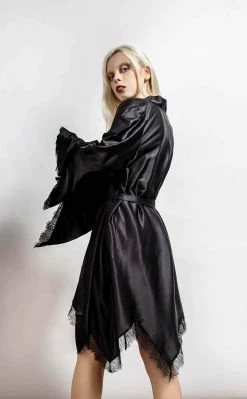 Killstar Devil's Lullaby Satin Robe Clothing
