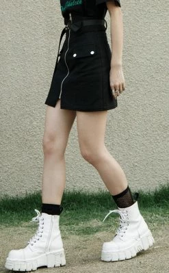 Punk Rave Disintegration Denim Skirt Clothing