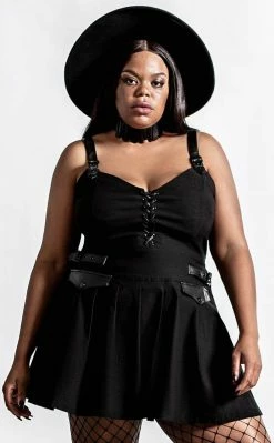 Killstar Distortion Pleated Dress | Black Clothing