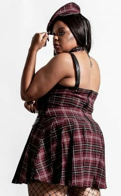 Killstar Clothing Distortion Pleated Dress | Blood Tartan