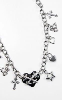 Cold Black Heart Jewellery Diva Charm Necklace