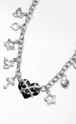 Cold Black Heart Jewellery Diva Charm Necklace
