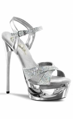 Pleaser ECLIPSE-619G Slv Multi Gltr/Slv Chrome Heels Pole Shoes