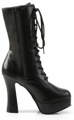 Pleaser Pole Shoes ELECTRA-1020 Black Faux Leather Ankle Boots