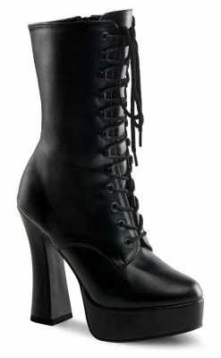Pleaser Pole Shoes ELECTRA-1020 Black Faux Leather Ankle Boots