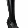Pleaser ELECTRA-2000Z Black Matte Stretch Leather Knee High Boots