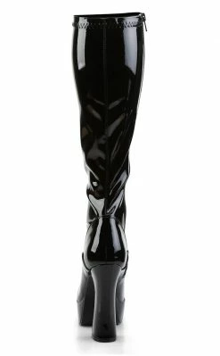 Pleaser ELECTRA-2000Z Shiny Black Knee High Boots Pole Shoes