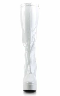 Pleaser ELECTRA-2000Z Shiny White Knee High Boots Pole Shoes