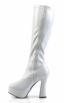 Pleaser ELECTRA-2000Z Shiny White Knee High Boots Pole Shoes