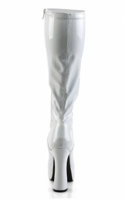Pleaser ELECTRA-2000Z Shiny White Knee High Boots Pole Shoes
