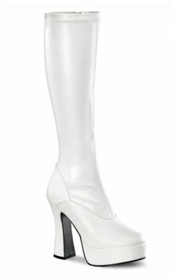 Pleaser ELECTRA-2000Z White Matte Knee High Boots