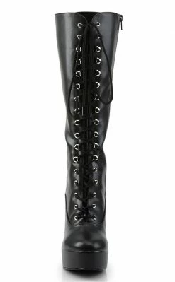 Pleaser ELECTRA-2020 Black Knee High Boots Pole Shoes