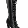 Pleaser ELECTRA-2020 Black Knee High Boots Pole Shoes