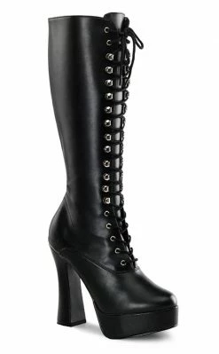 Pleaser ELECTRA-2020 Black Knee High Boots Pole Shoes