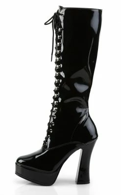 Pleaser Pole Shoes ELECTRA-2020 Black Patent Knee High Boots