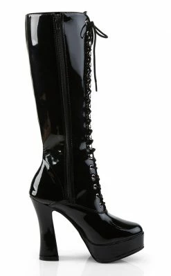 Pleaser Pole Shoes ELECTRA-2020 Black Patent Knee High Boots