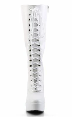 Pleaser Pole Shoes ELECTRA-2020 White Knee High Boots