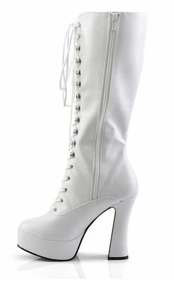 Pleaser Pole Shoes ELECTRA-2020 White Knee High Boots