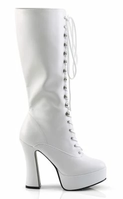 Pleaser Pole Shoes ELECTRA-2020 White Knee High Boots