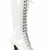Pleaser Pole Shoes ELECTRA-2020 White Patent Knee High Boots