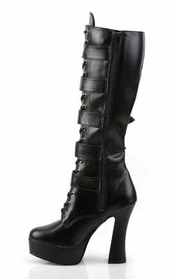 Pleaser ELECTRA-2042 Black Knee High Boots Pole Shoes