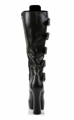 Pleaser ELECTRA-2042 Black Knee High Boots Pole Shoes